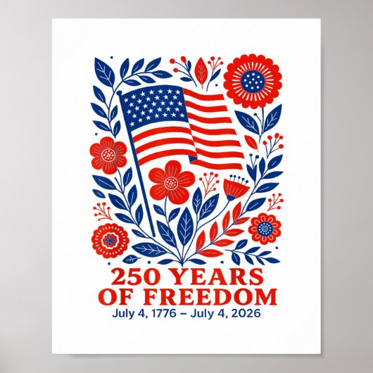4 juli Patriottisch 250ste Verjaardag 250 Jaar Poster (Voorkant)