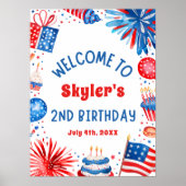 4 juli Patriottisch 2e Verjaardagsfeestje Welkomst Poster (Voorkant)