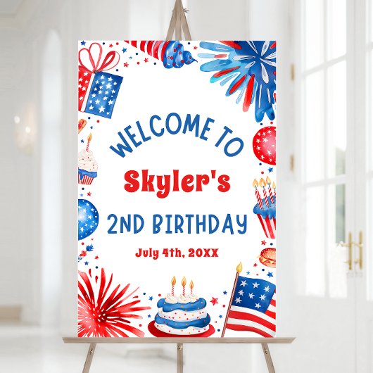 4 juli Patriottisch 2e Verjaardagsfeestje Welkomst Poster