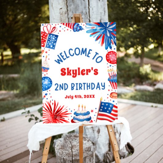 4 juli Patriottisch 2e Verjaardagsfeestje Welkomst Poster