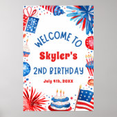 4 juli Patriottisch 2e Verjaardagsfeestje Welkomst Poster (Voorkant)