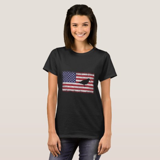 4 juli Patriottisch Amerikaans Hout Vogelliefhebbe T-shirt (Voorkant volledig)