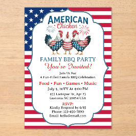 4 juli patriottisch Amerikaans kip ontwerp Acryl Uitnodigingen