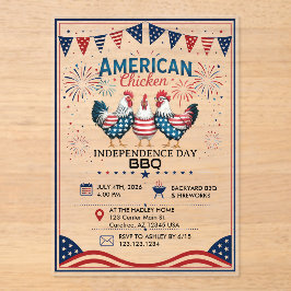 4 juli patriottisch Amerikaans kip ontwerp Acryl Uitnodigingen