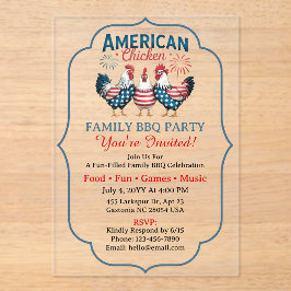 4 juli patriottisch Amerikaans kip ontwerp Acryl Uitnodigingen
