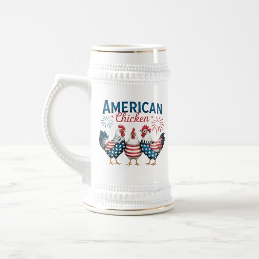 4 juli patriottisch Amerikaans kip ontwerp Bierpul (Links)