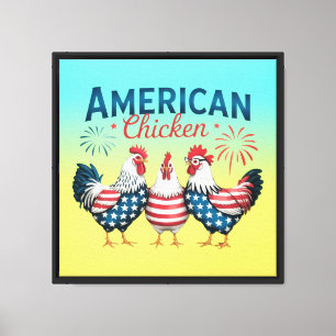 4 juli patriottisch Amerikaans kip ontwerp Canvas Afdruk
