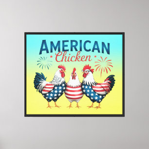 4 juli patriottisch Amerikaans kip ontwerp Canvas Afdruk