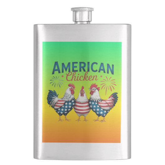 4 juli patriottisch Amerikaans kip ontwerp Flacon (Voorkant)