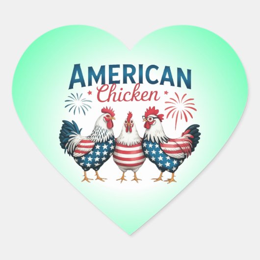 4 juli patriottisch Amerikaans kip ontwerp Hart Sticker (Voorkant)