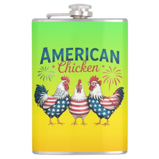 4 juli patriottisch Amerikaans kip ontwerp Heupfles (Voorkant)
