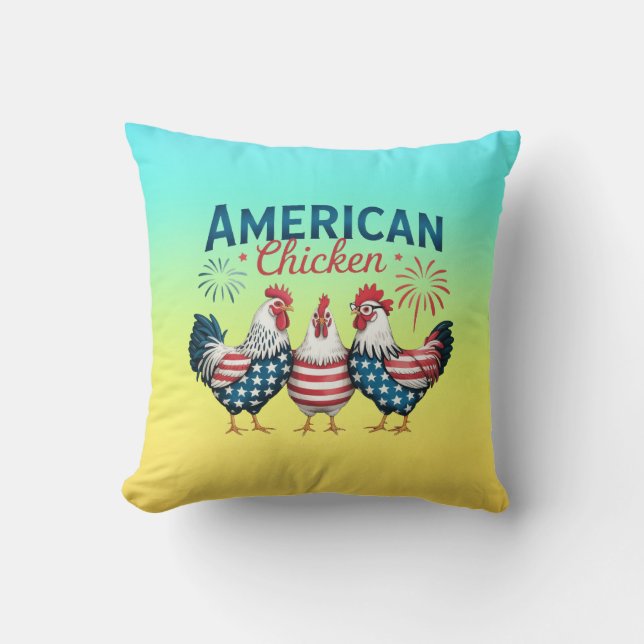4 juli patriottisch Amerikaans kip ontwerp Kussen (Voorkant)