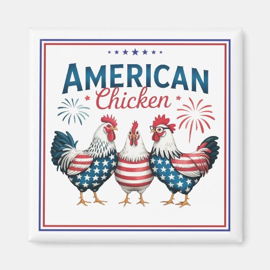 4 juli patriottisch Amerikaans kip ontwerp Magneet (Voorkant)
