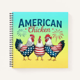 4 juli patriottisch Amerikaans kip ontwerp Notitieboek