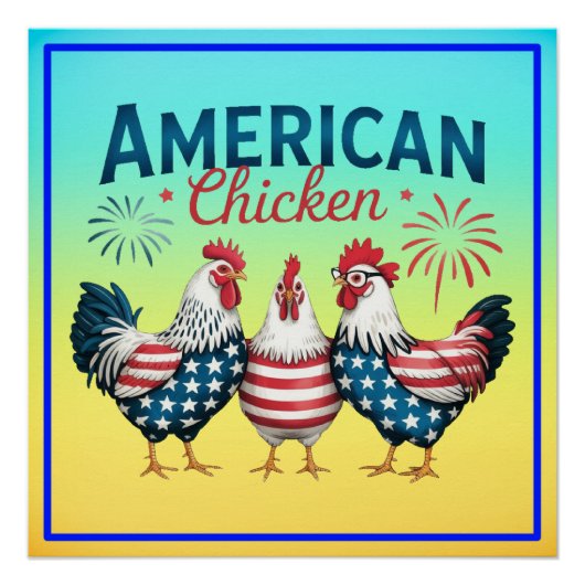 4 juli patriottisch Amerikaans kip ontwerp Perfect Poster (Voorkant)