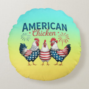 4 juli patriottisch Amerikaans kip ontwerp Rond Kussen