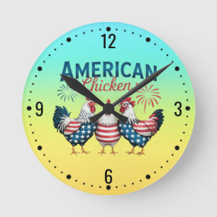 4 juli patriottisch Amerikaans kip ontwerp Ronde Klok
