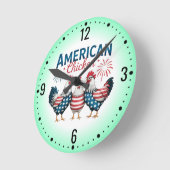 4 juli patriottisch Amerikaans kip ontwerp Ronde Klok (Hoek)