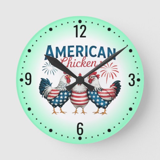 4 juli patriottisch Amerikaans kip ontwerp Ronde Klok (Voorkant)