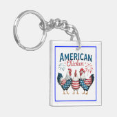 4 juli patriottisch Amerikaans kip ontwerp Sleutelhanger (Voorkant Links)