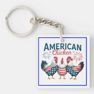 4 juli patriottisch Amerikaans kip ontwerp Sleutelhanger