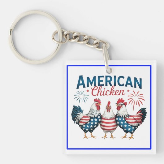4 juli patriottisch Amerikaans kip ontwerp Sleutelhanger (Voorkant)