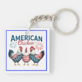 4 juli patriottisch Amerikaans kip ontwerp Sleutelhanger (Achterkant)