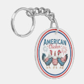 4 juli patriottisch Amerikaans kip ontwerp Sleutelhanger (Voorkant Links)