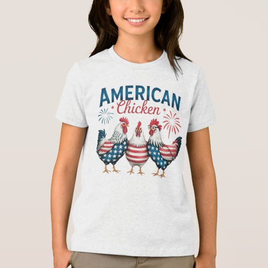 4 juli patriottisch Amerikaans kip ontwerp Tri-Blend Shirt (Voorkant)