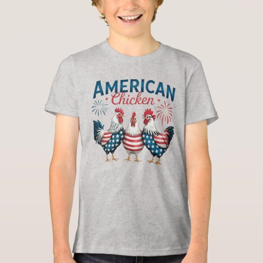 4 juli patriottisch Amerikaans kip ontwerp Tri-Blend Shirt (Voorkant)