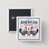 4 juli patriottisch Amerikaans kip ontwerp Vierkante Button 5,1 Cm (Voorkant /achterkant)