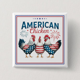 4 juli patriottisch Amerikaans kip ontwerp Vierkante Button 5,1 Cm