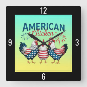 4 juli patriottisch Amerikaans kip ontwerp Vierkante Klok