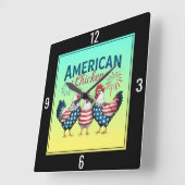 4 juli patriottisch Amerikaans kip ontwerp Vierkante Klok (Hoek)