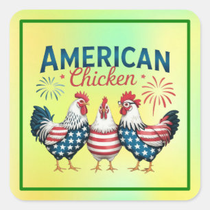 4 juli patriottisch Amerikaans kip ontwerp Vierkante Sticker