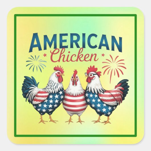 4 juli patriottisch Amerikaans kip ontwerp Vierkante Sticker (Voorkant)
