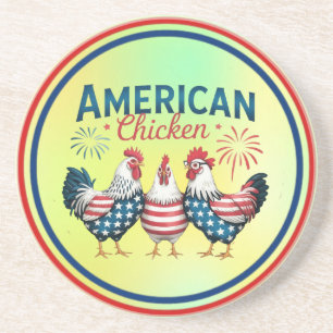4 juli patriottisch Amerikaans kip ontwerp Zandsteen Onderzetter