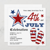 4 juli Patriottisch Amerikaans Teenslipper van de  Kaart (Voorkant / Achterkant)