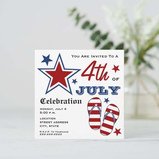 4 juli Patriottisch Amerikaans Teenslipper van de  Kaart (Staand voorkant)