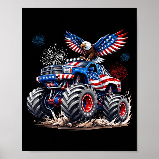4 juli patriottisch Amerikaans USA rood wit blauw Poster (Voorkant)