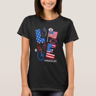 4 juli Patriottisch Amerikaans Verpleegster RN CNA T-shirt
