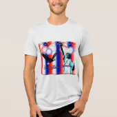 4 juli Patriottisch Amerikaans Vuurwerk Tri-Blend Shirt (Voorkant)