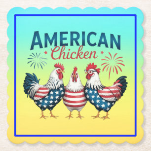 4 juli patriottisch Amerikaanse kip ontwerp Kartonnen Onderzetters
