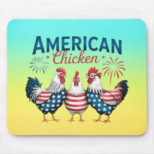 4 juli patriottisch Amerikaanse kip ontwerp Muismat (Voorkant)