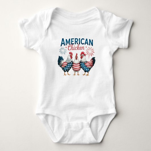 4 juli patriottisch Amerikaanse kip ontwerp Romper (Voorkant)