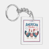 4 juli patriottisch Amerikaanse kip ontwerp Sleutelhanger (Voorkant Links)
