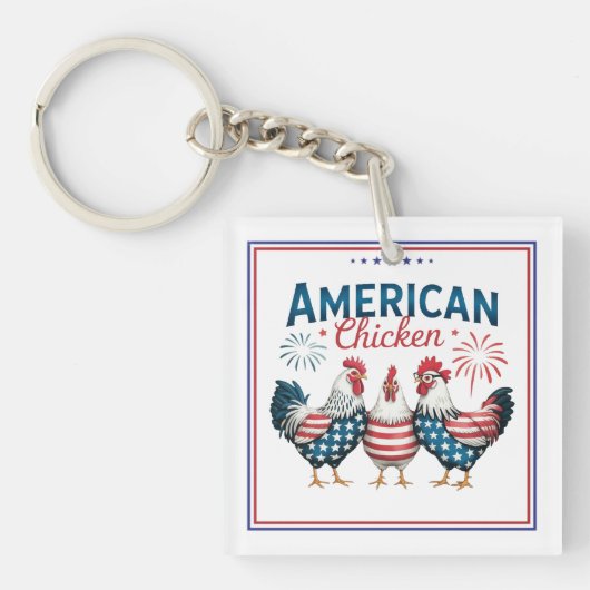 4 juli patriottisch Amerikaanse kip ontwerp Sleutelhanger (Voorkant)