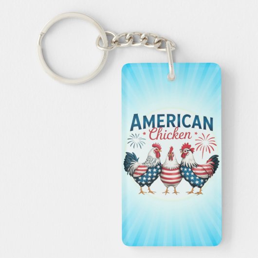 4 juli patriottisch Amerikaanse kip ontwerp Sleutelhanger (Voorkant)