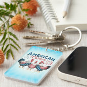 4 juli patriottisch Amerikaanse kip ontwerp Sleutelhanger (Voorkant Rechts)