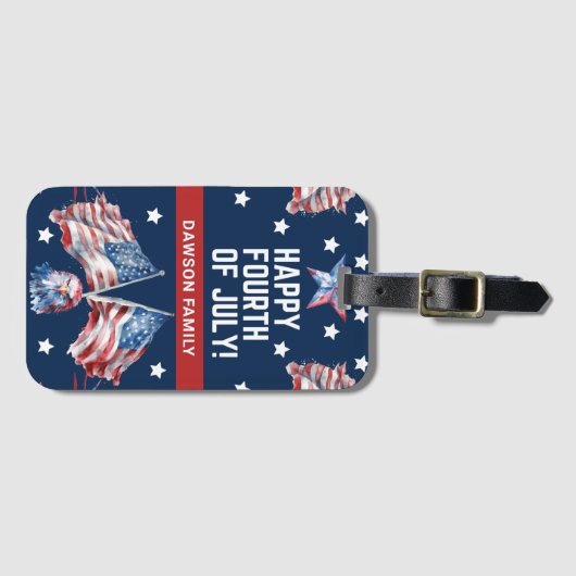 4 juli Patriottisch Gepersonaliseerd Bagagelabel (Voorkant (horizontaal))